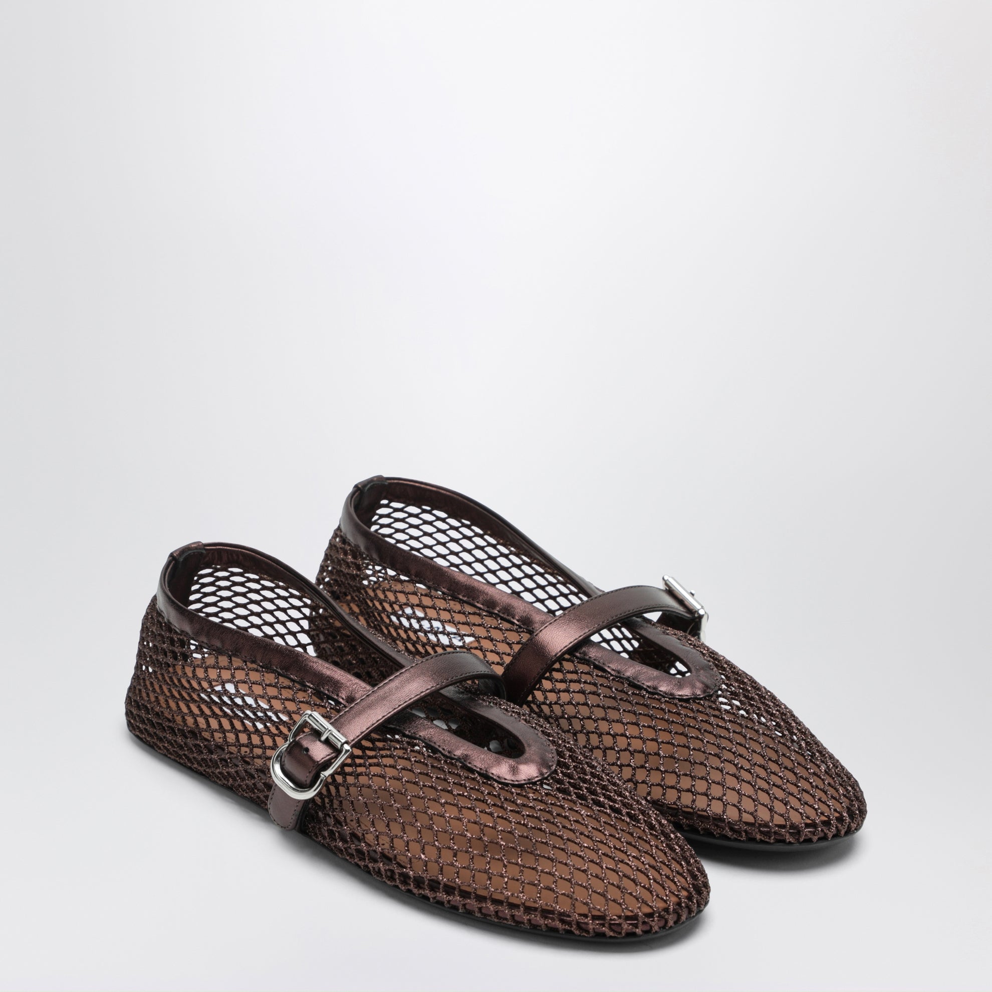 Flache Ballerinas aus laminiertem Mesh Bronze
