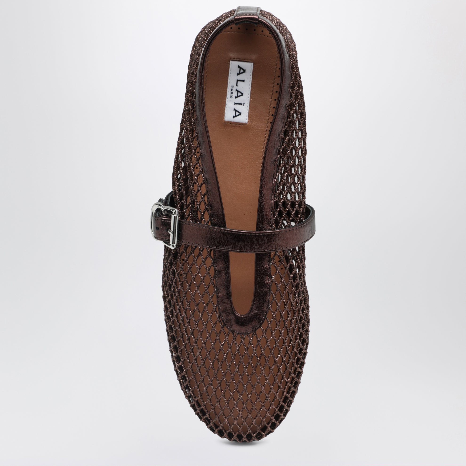 Flache Ballerinas aus laminiertem Mesh Bronze