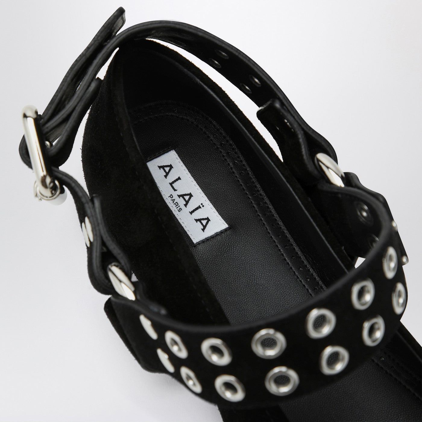 Black suede flat ballerina biker