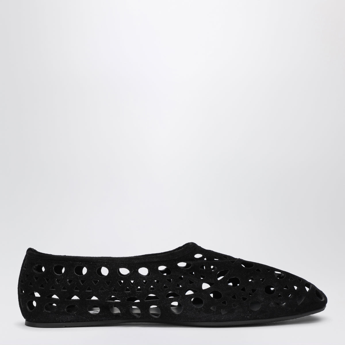 Slippers Vienne perforées en daim noir