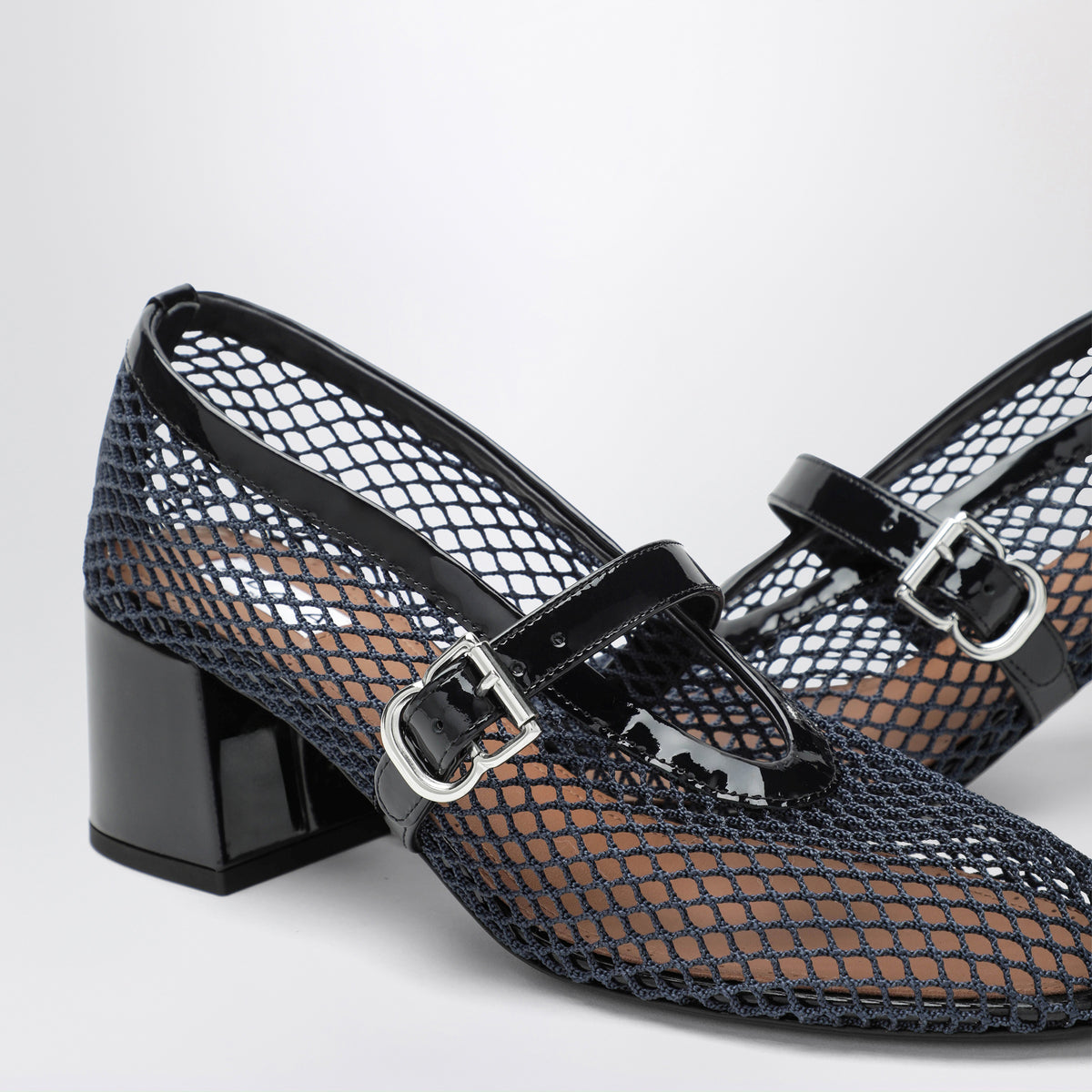 Mary Jane 55 Mitternachtsblau aus Mesh