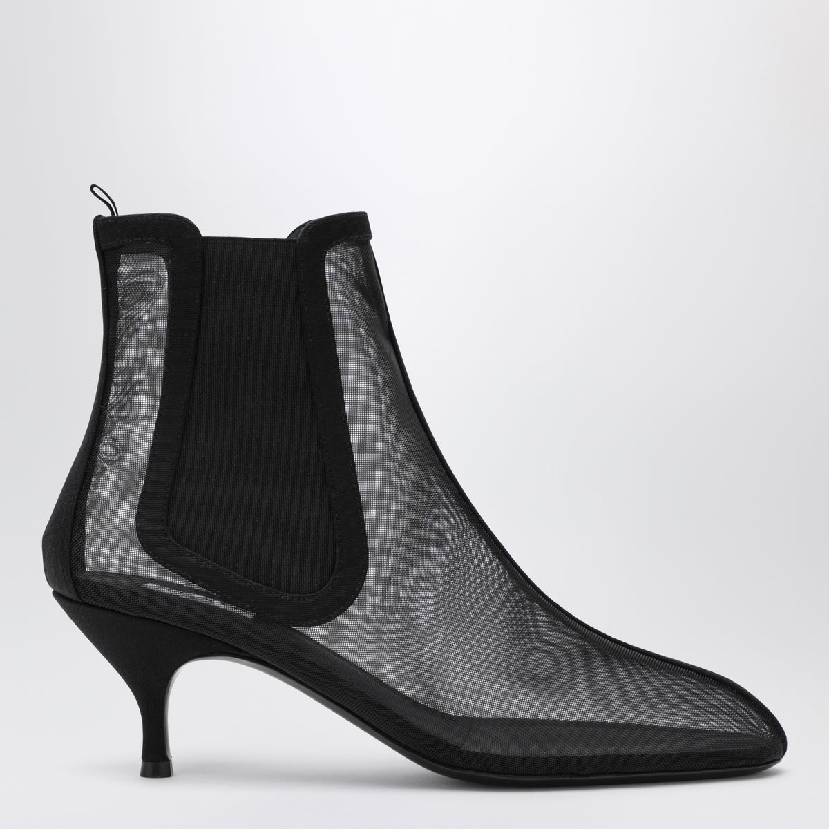 Black ankle boots in sheer mesh