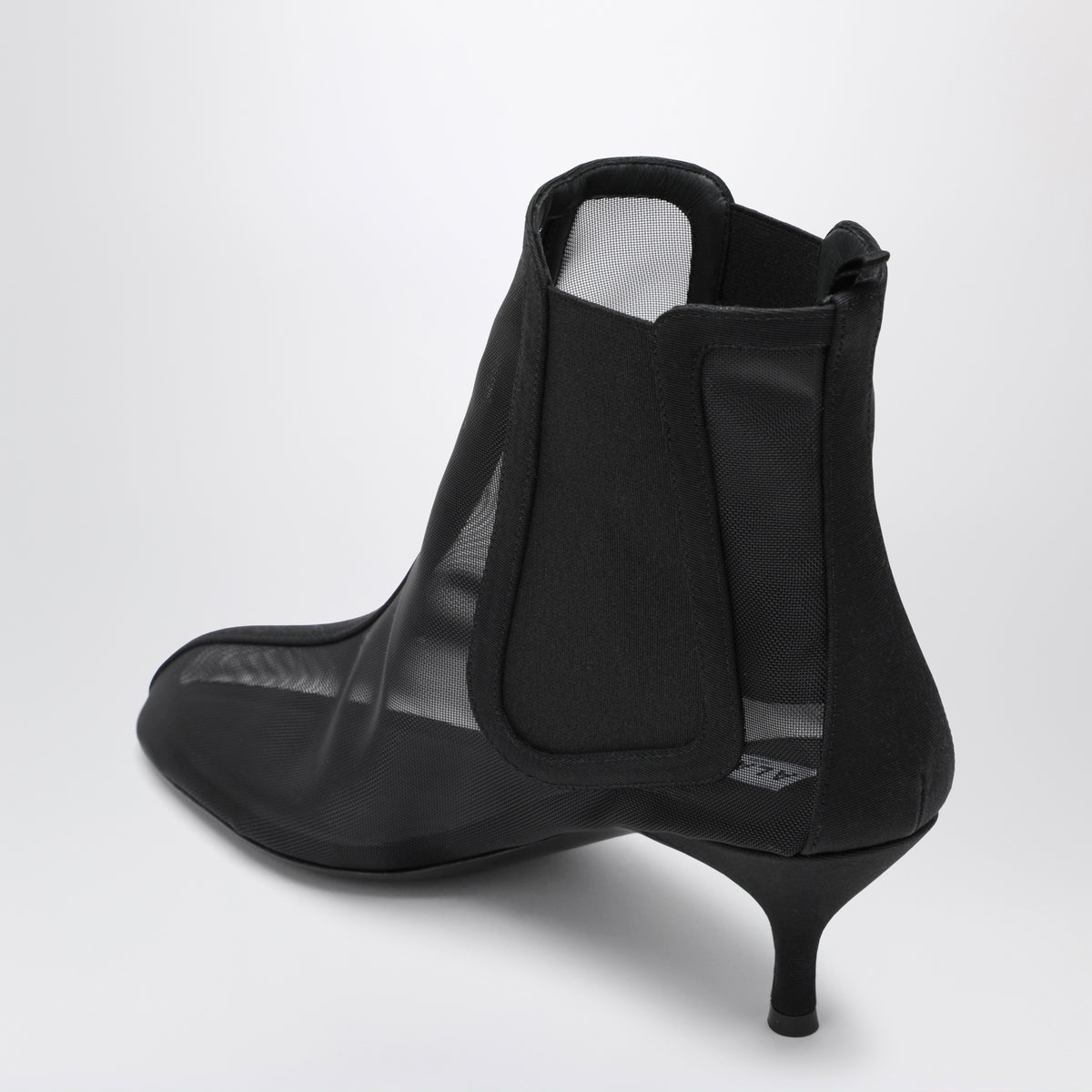 Black ankle boots in sheer mesh