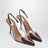 Le Coeur hohe Slingback-Pumps aus granatrotem Lackleder