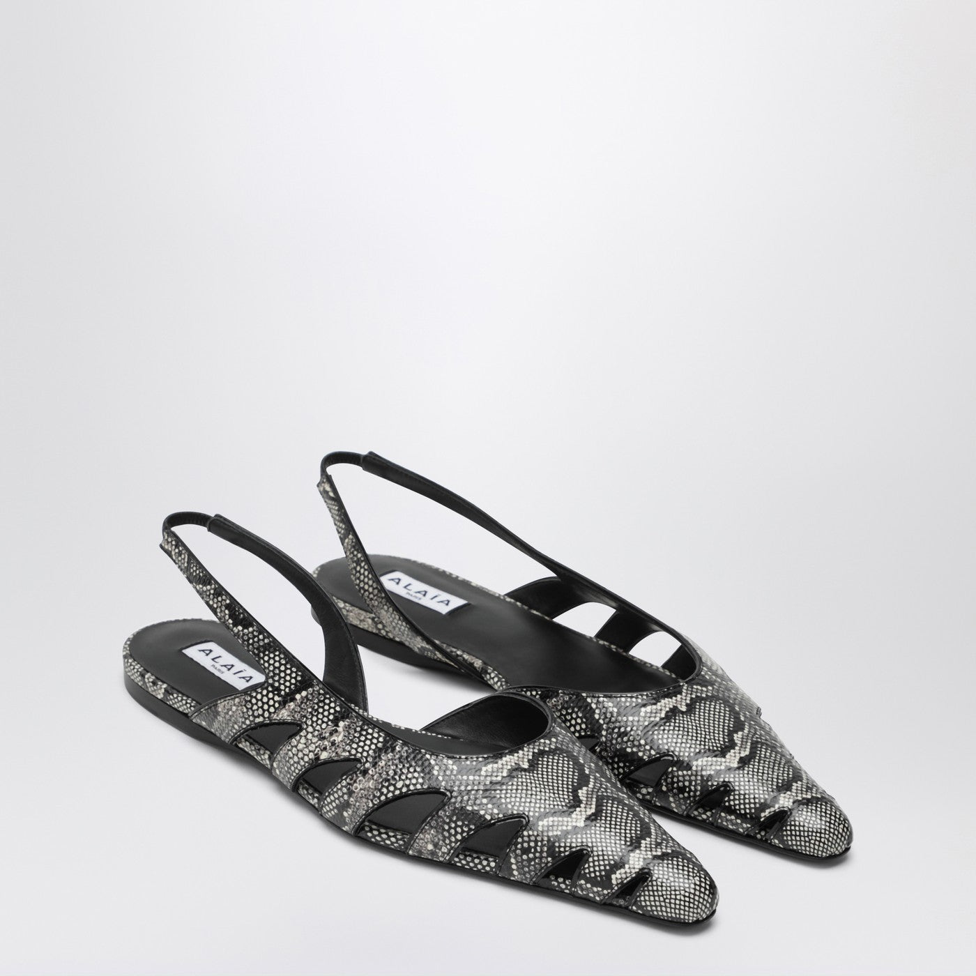 Slingback-Ballerinas aus Python-Effekt-Leder