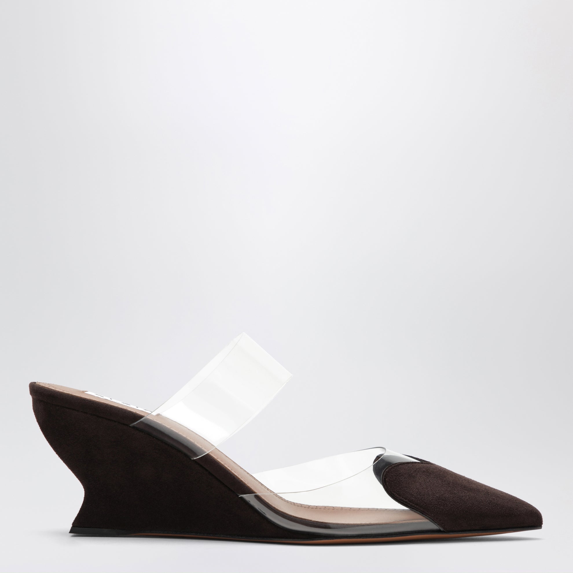 Heart 60 Brown Leather Wedge Mules