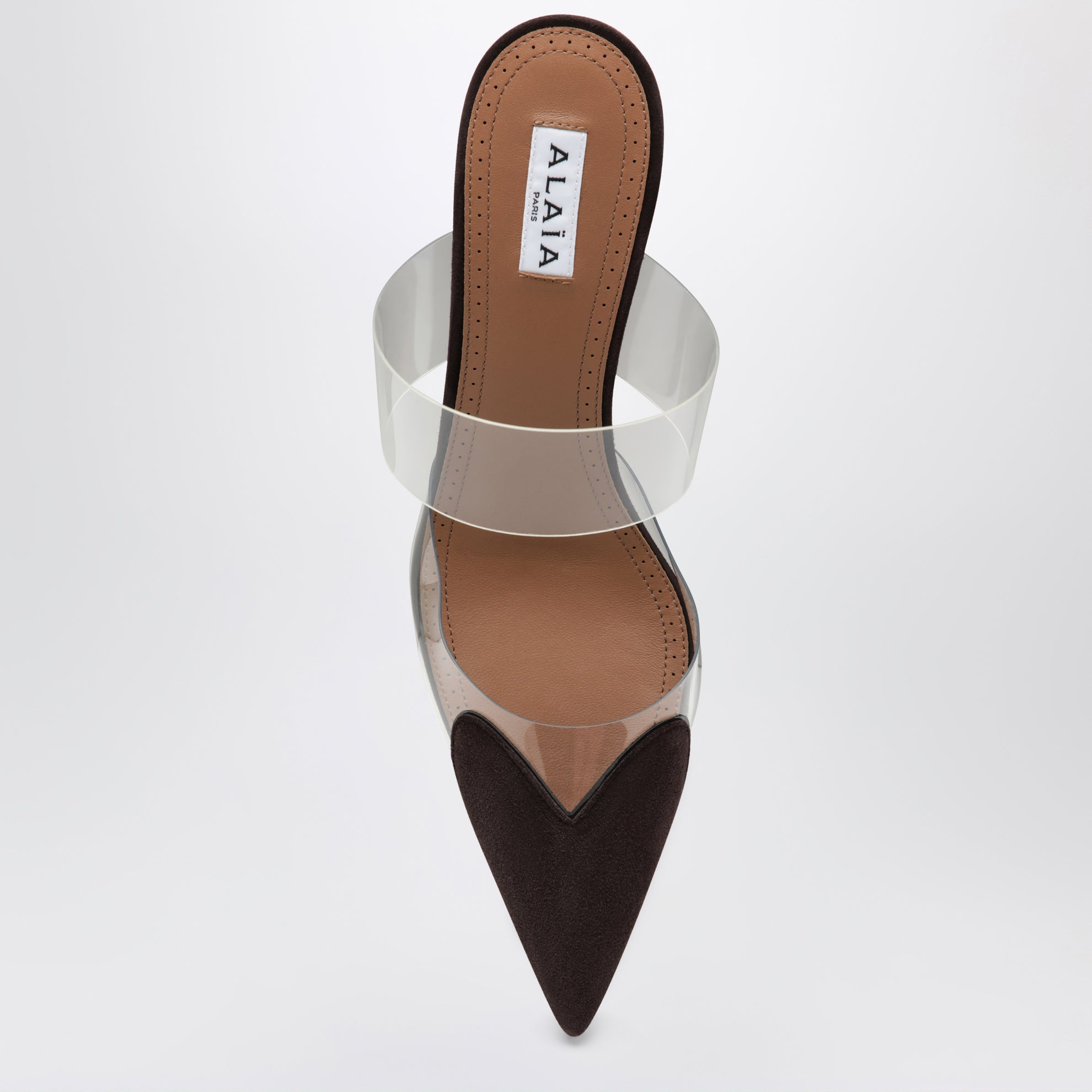 Heart 60 Brown Leather Wedge Mules