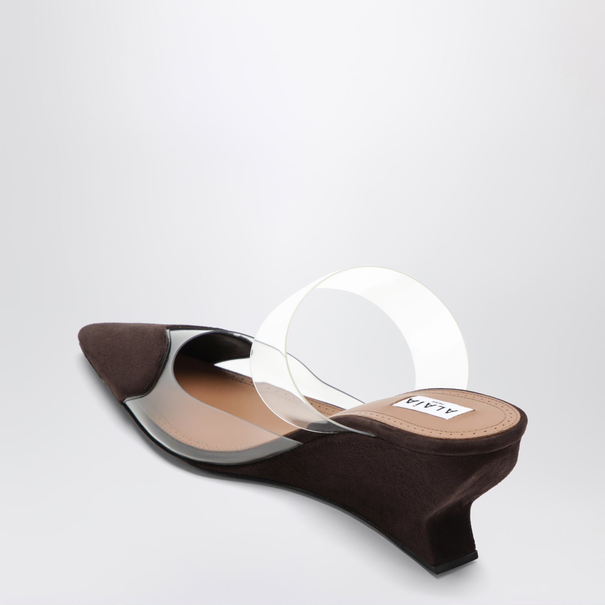 Heart 60 Brown Leather Wedge Mules