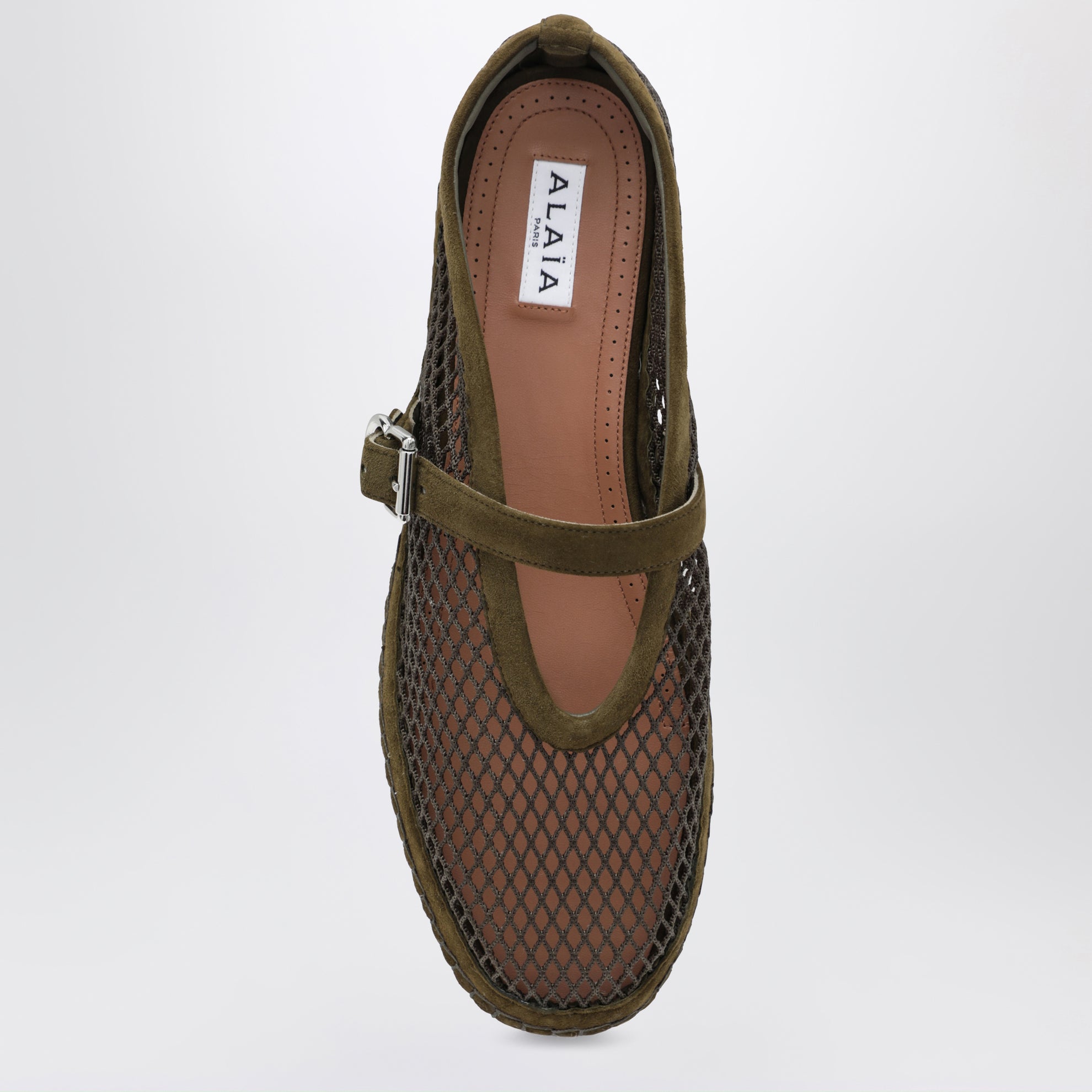 Espadrillas in rete e pelle scamosciata verde camouflage