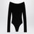 Shaping ribbed knit off-shoulder bodysuit in black