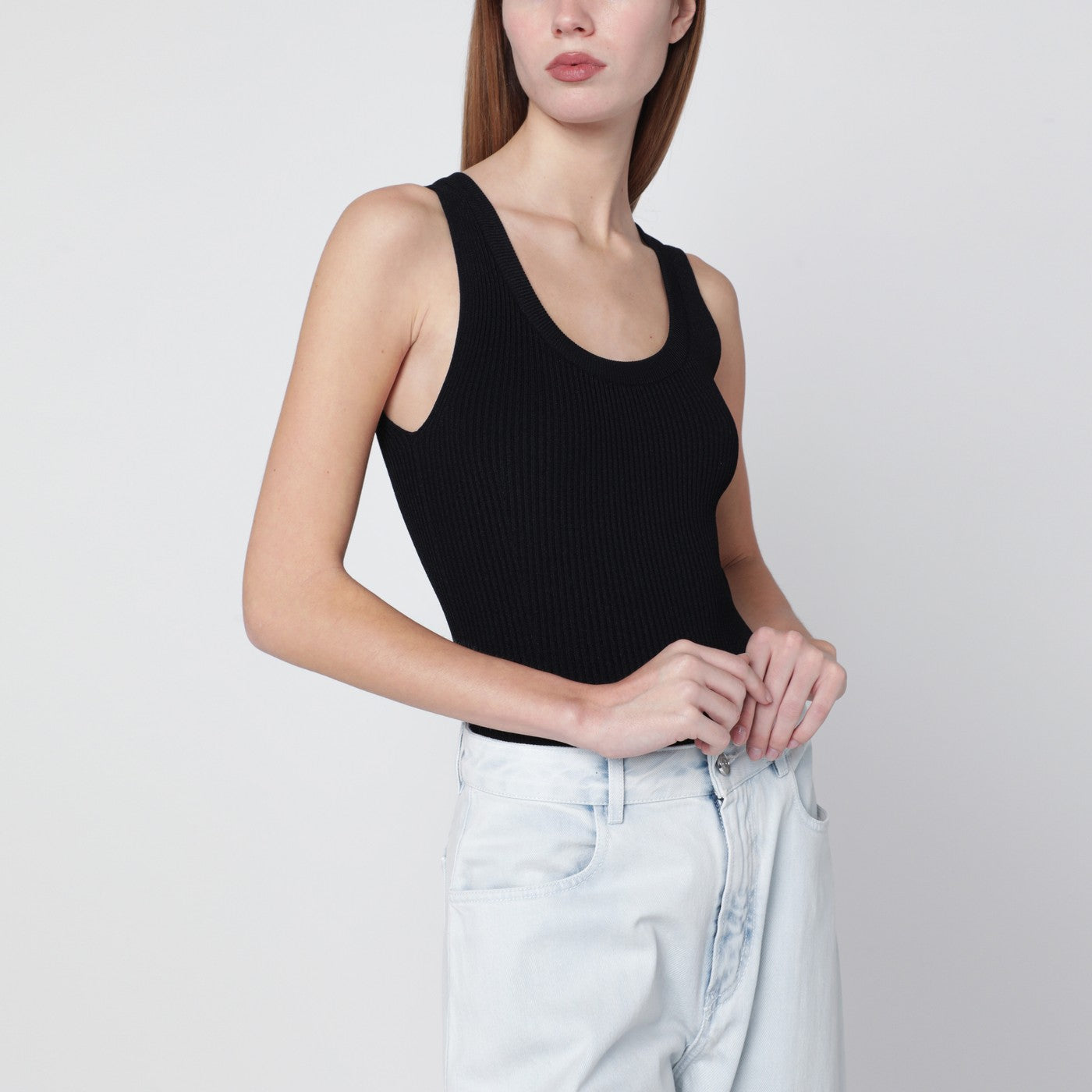Black ribbed knit bodysuit