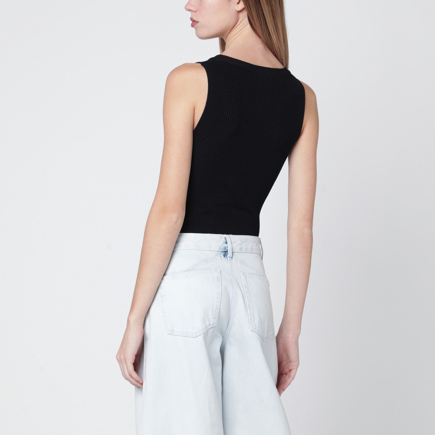 Black ribbed knit bodysuit
