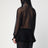 Hooded black bodysuit in fine knit