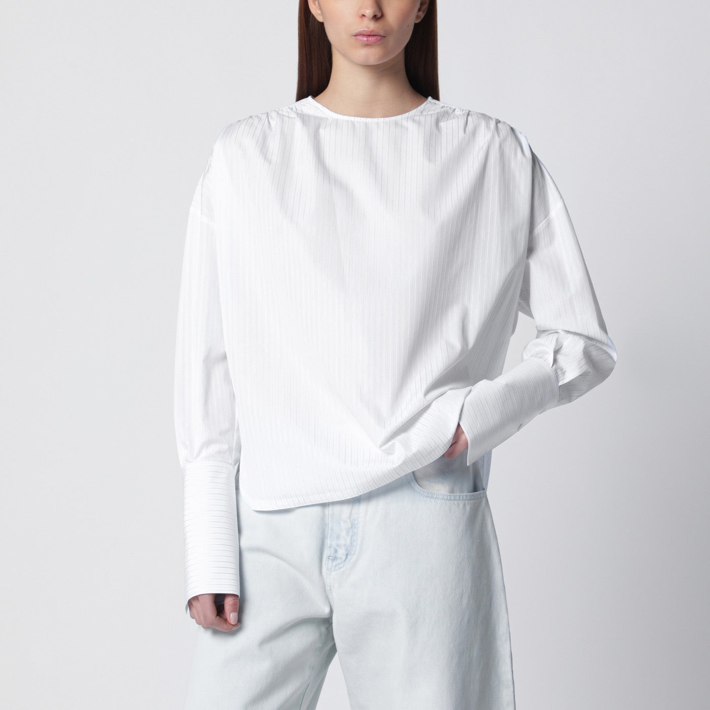 Blouse en popeline avec volants