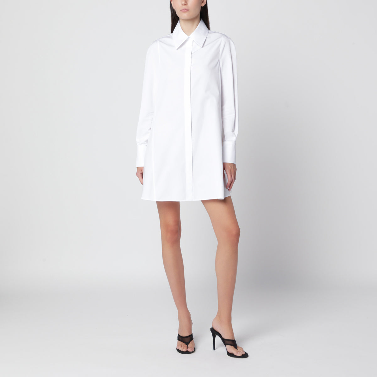 robe-chemise en popeline de coton blanc
