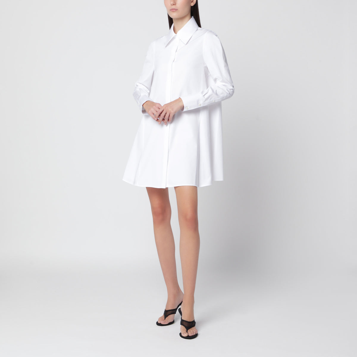 robe-chemise en popeline de coton blanc