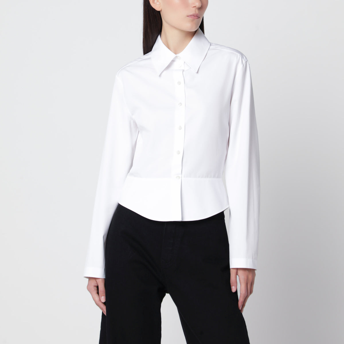 Weißes Peplum-Hemd aus Baumwollpopeline