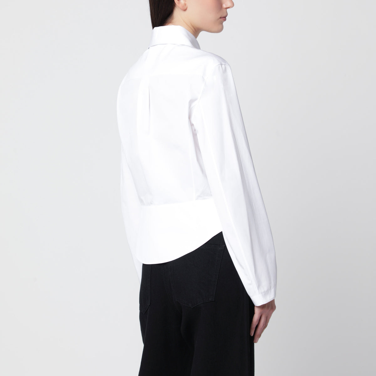 Weißes Peplum-Hemd aus Baumwollpopeline