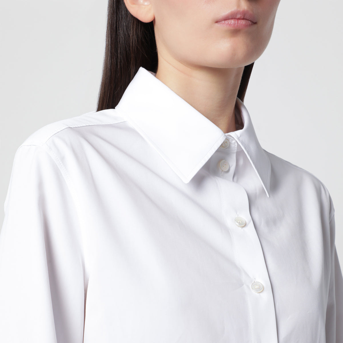 Weißes Peplum-Hemd aus Baumwollpopeline