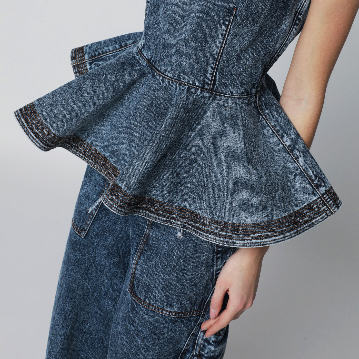 Denim peplum top