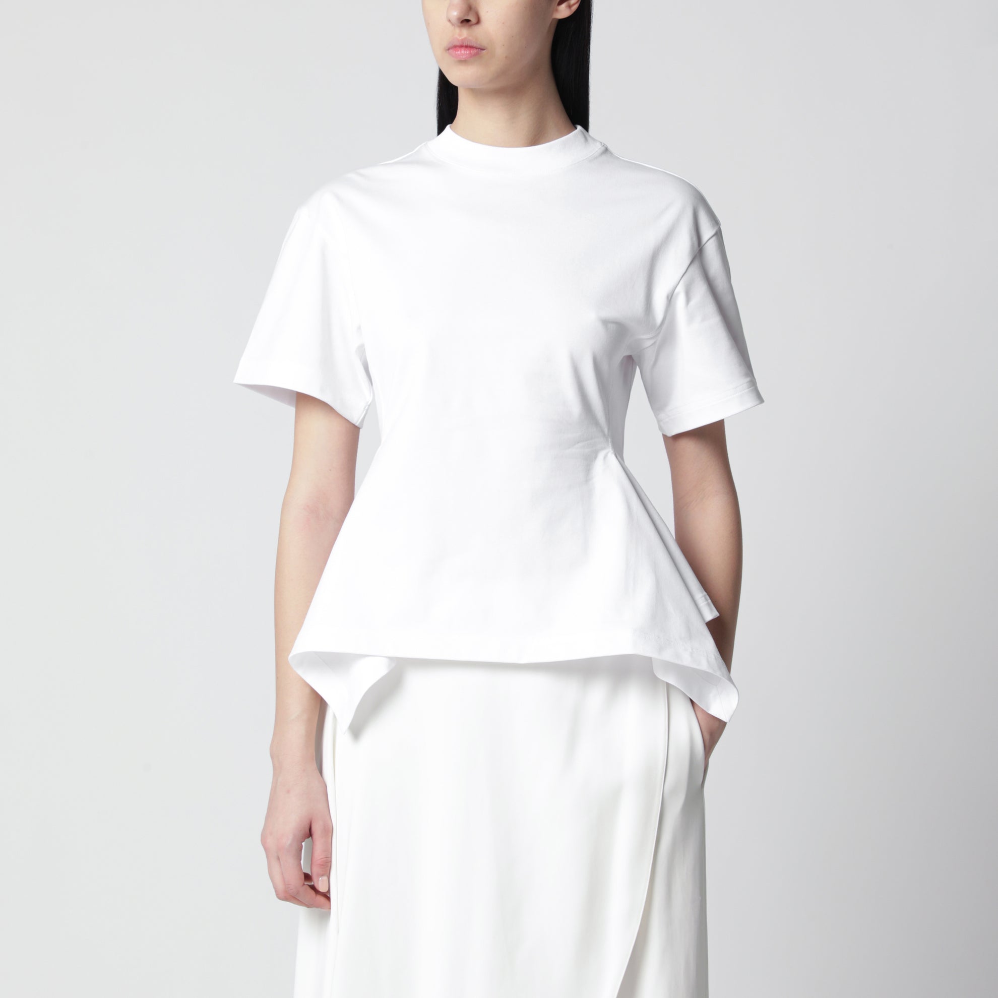 Panelled cotton T-shirt in white