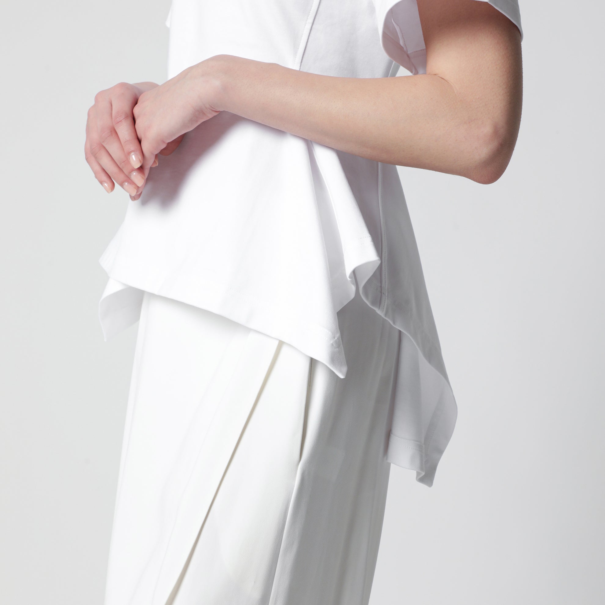 Panelled cotton T-shirt in white