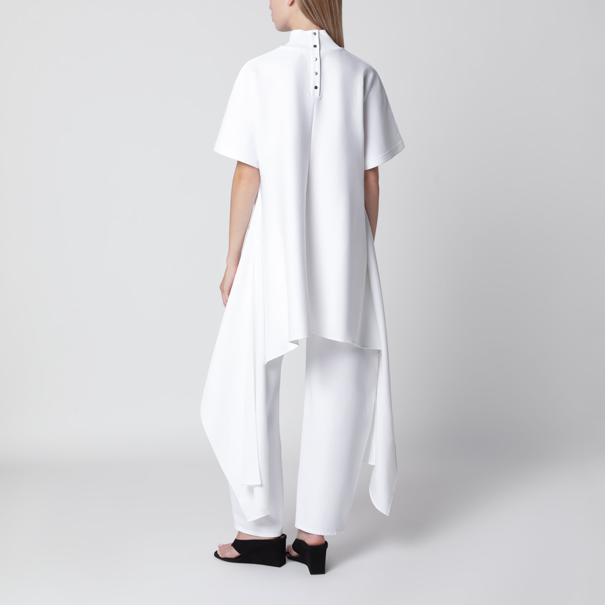 T-shirt asymétrique en jersey de coton blanc