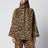 Layered ocelot-print twill coat, noir caramel