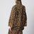 Layered ocelot-print twill coat, noir caramel