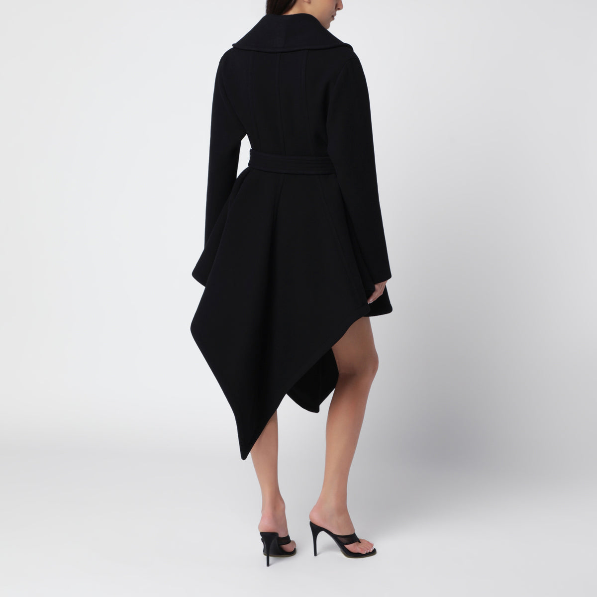 Black asymmetric wool coat