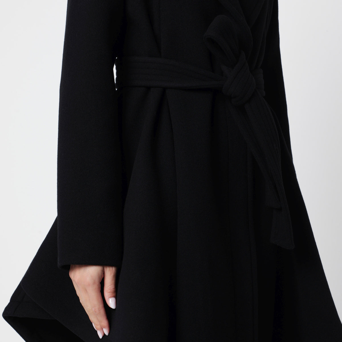 Black asymmetric wool coat