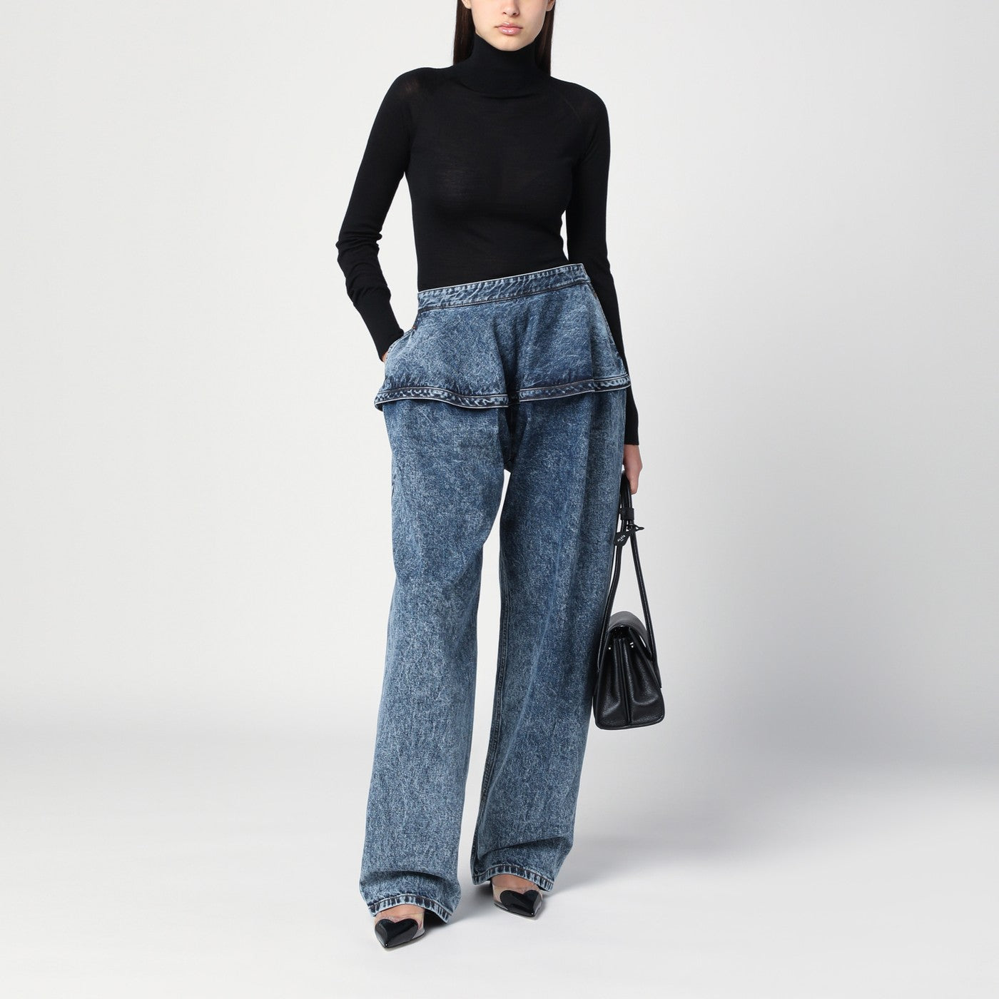 Jeans Peplum in denim stonewashed