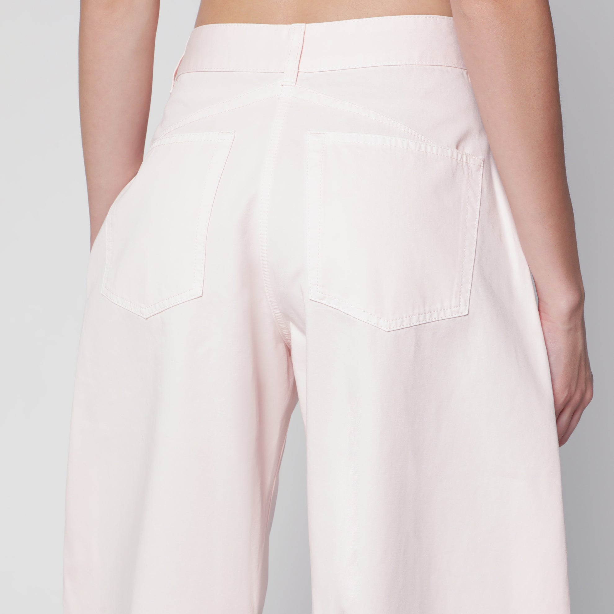Rounded high-rise cotton denim jeans in pale rose