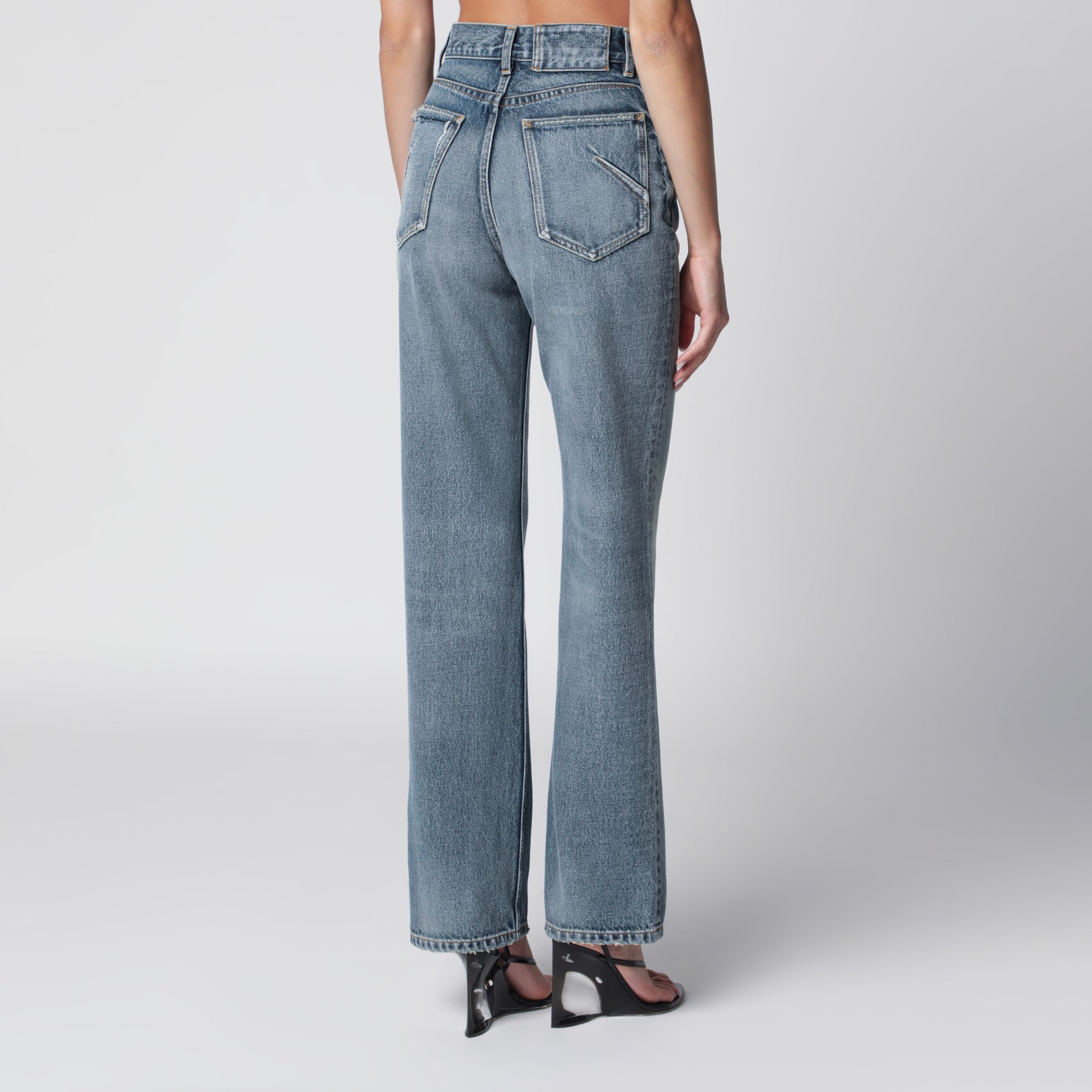 Jeans dritti maxi in denim dirty wash