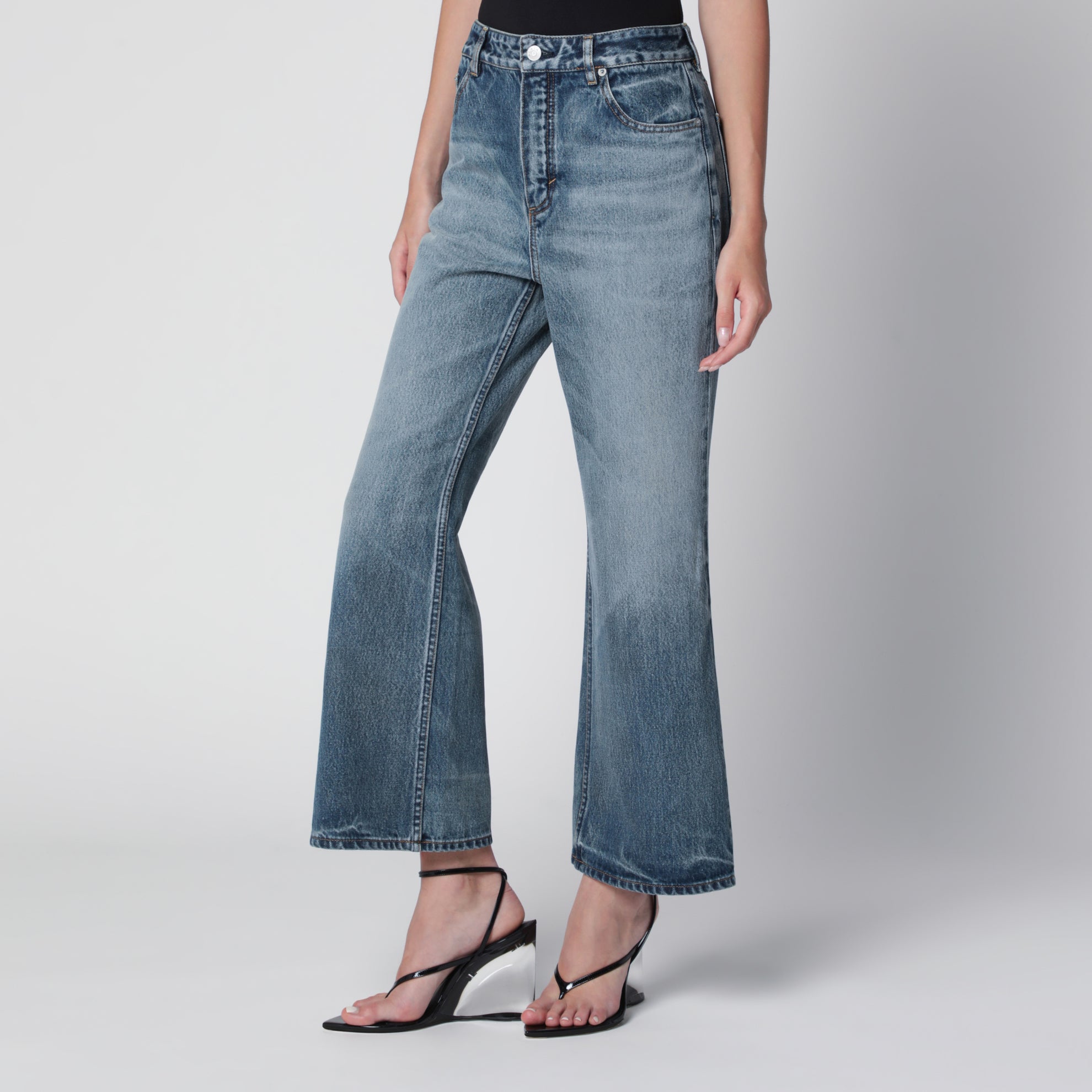 Jean évasé en denim délavé clair
