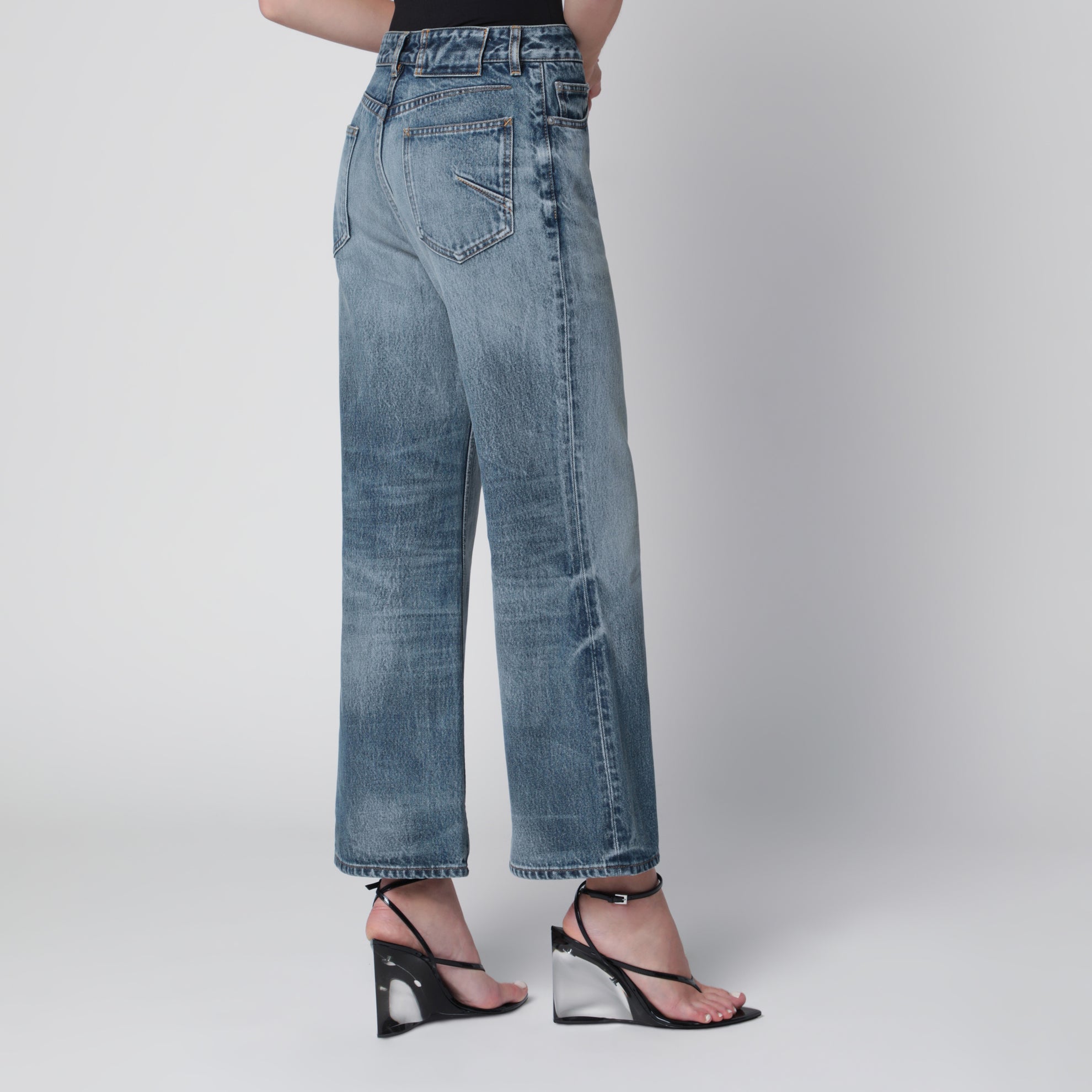 Jean évasé en denim délavé clair