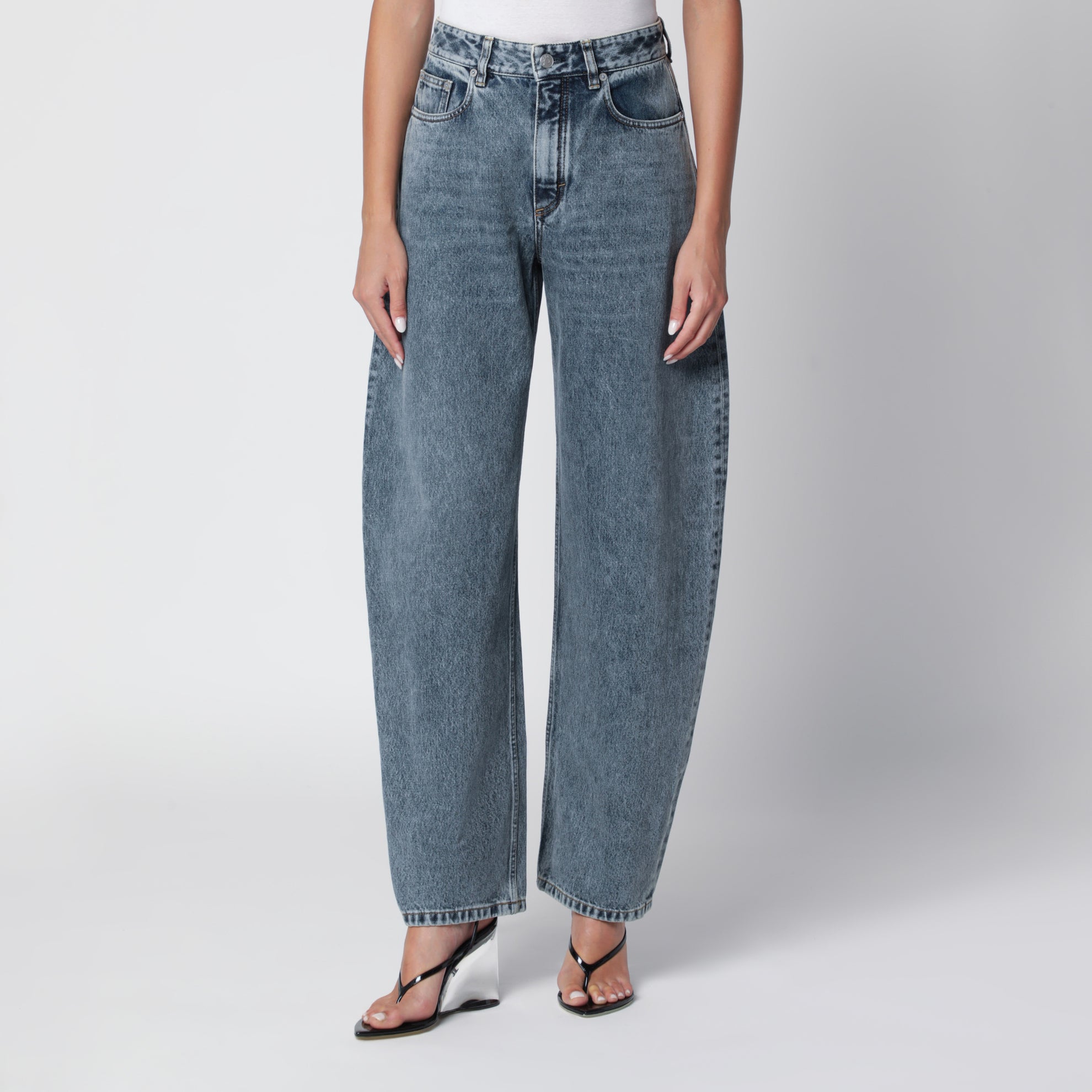 Jeans arrotondati in denim blu