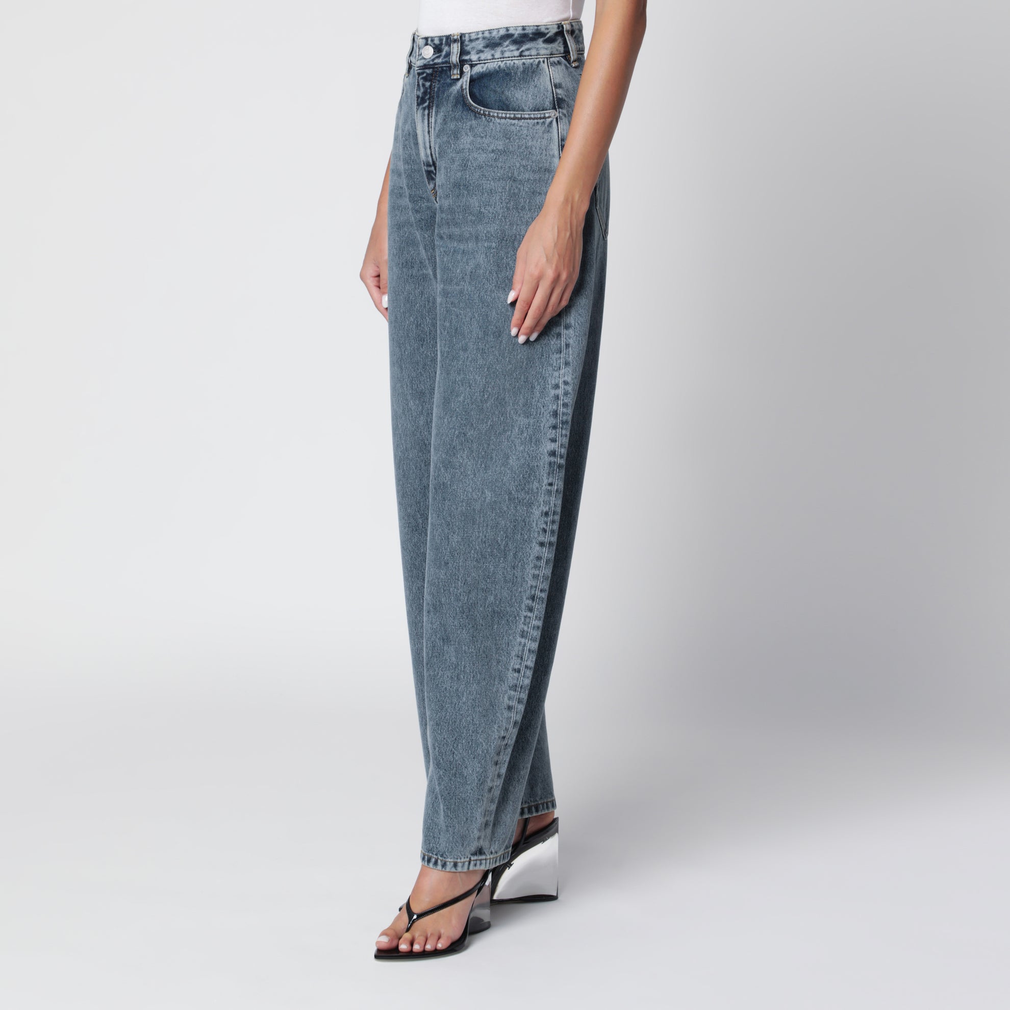 Jeans arrotondati in denim blu