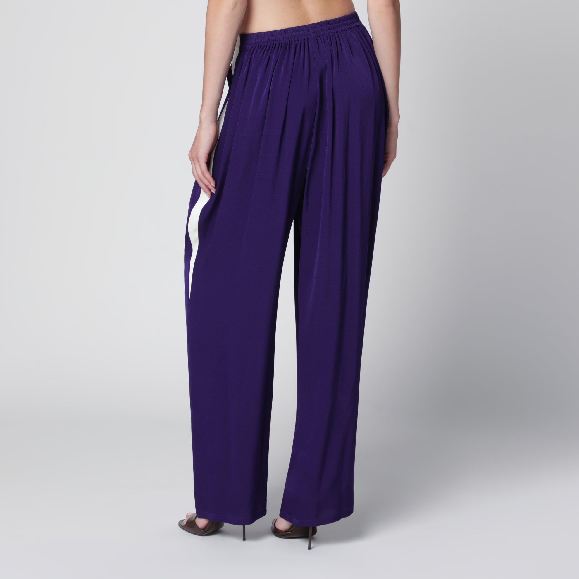 Pantalon droit en cady de viscose violet