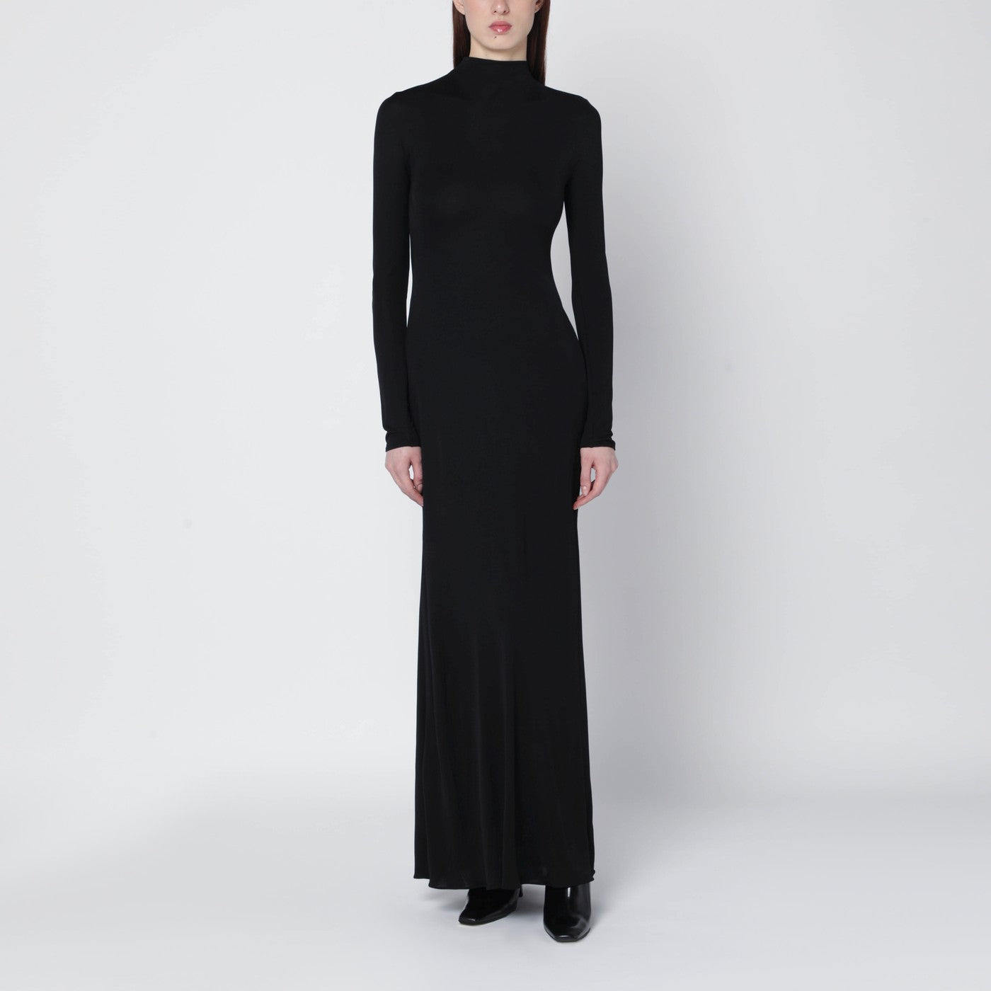 Black dress with back draping
