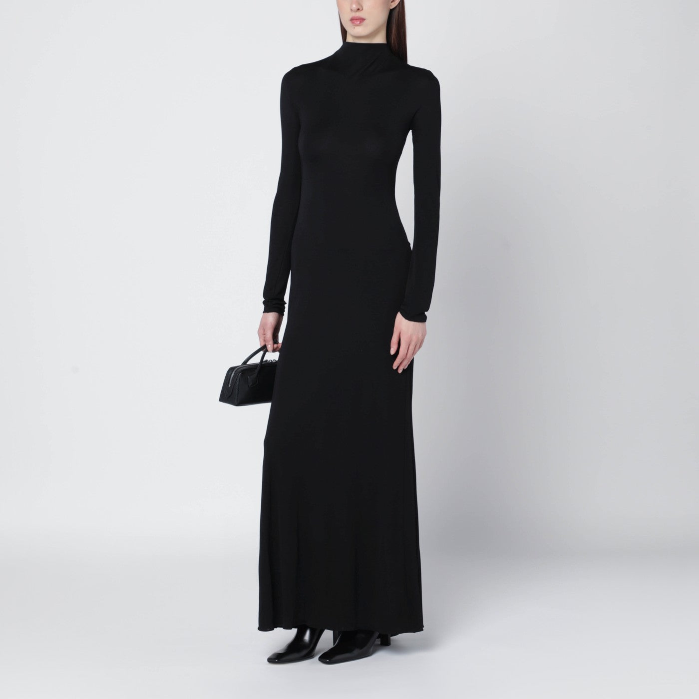 Black dress with back draping
