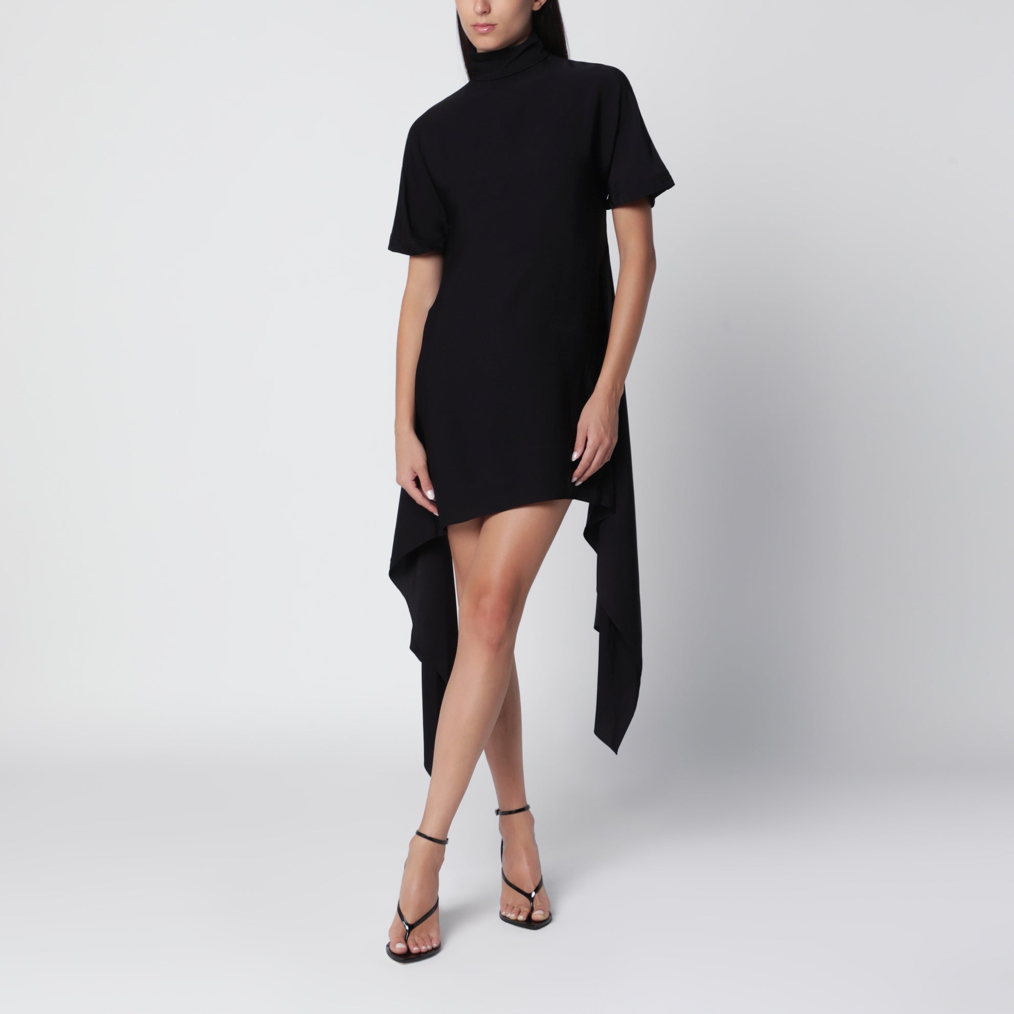 Alaïa Black mock-neck mini dress in cotton blend