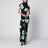 Drapiertes Kleid mit Sakura-Print aus Viskose, schwarz/aqua