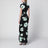 Drapiertes Kleid mit Sakura-Print aus Viskose, schwarz/aqua