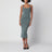Robe body-conscious gris-vert en mélange de soie