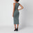 Grey-green body-conscious dress in silk blend