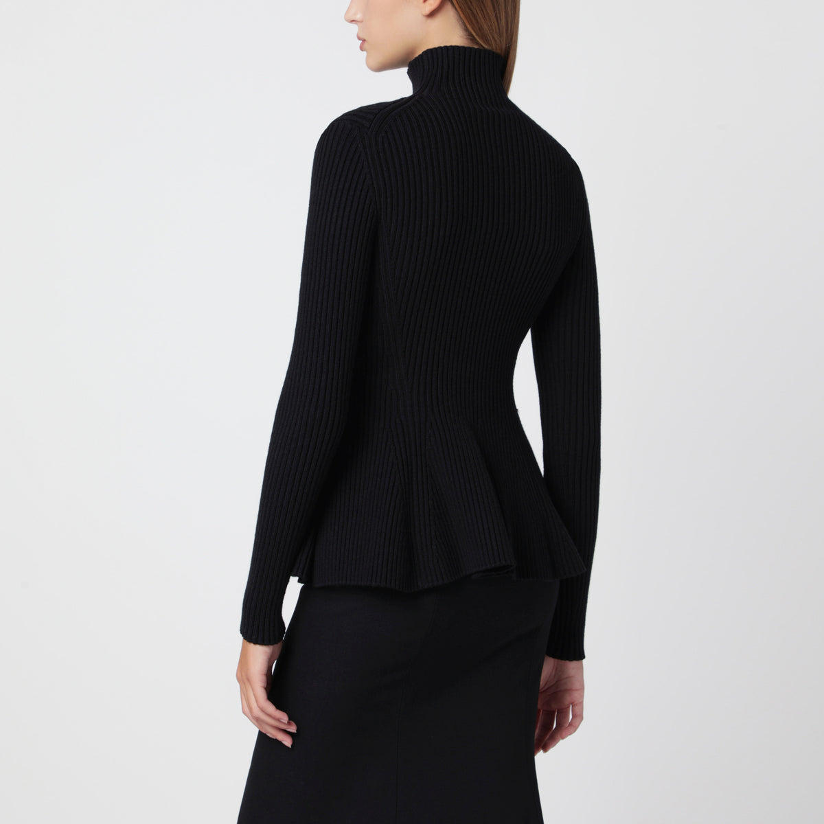 Black zip-up cardigan in wool blend