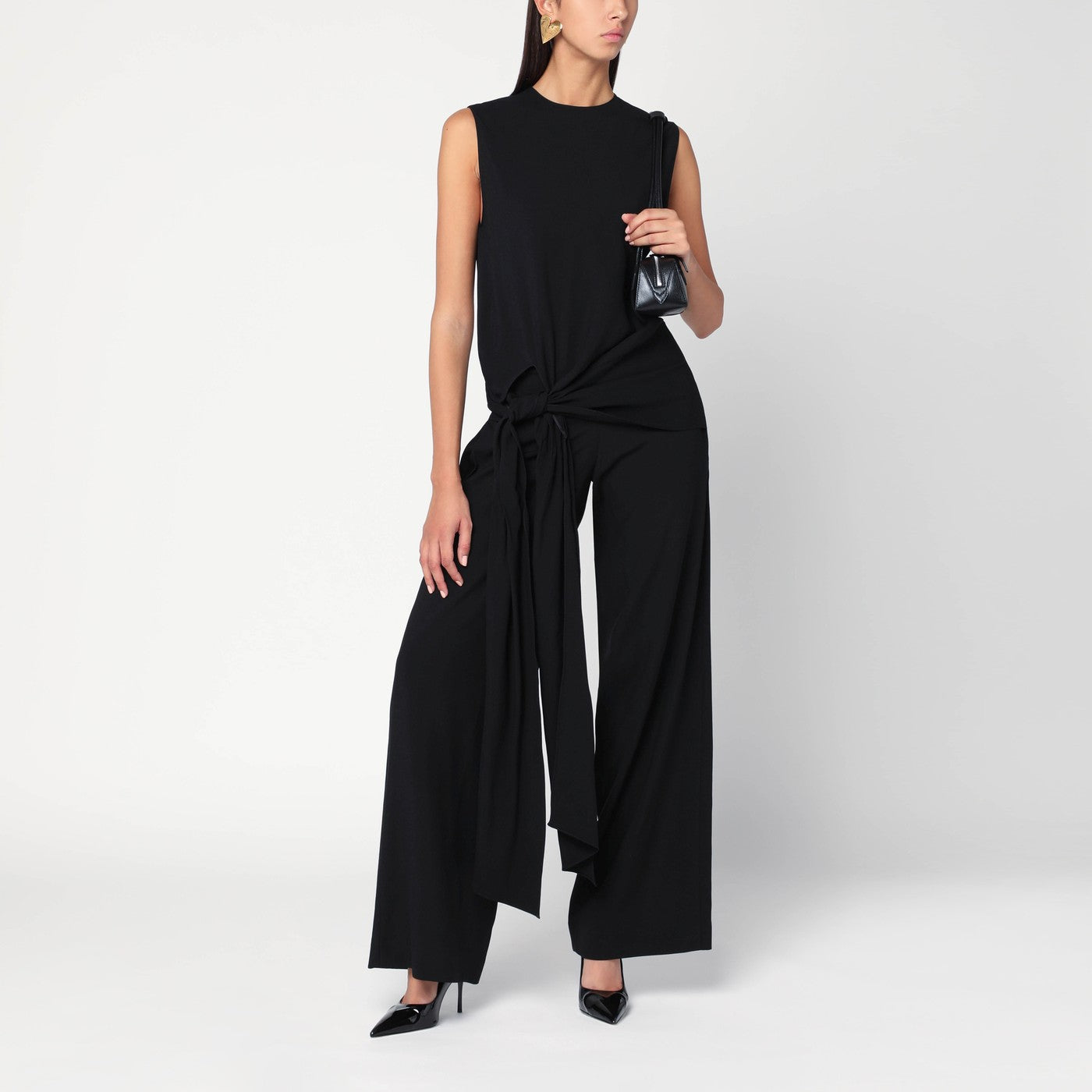 Full jumpsuit with a belt at the waist