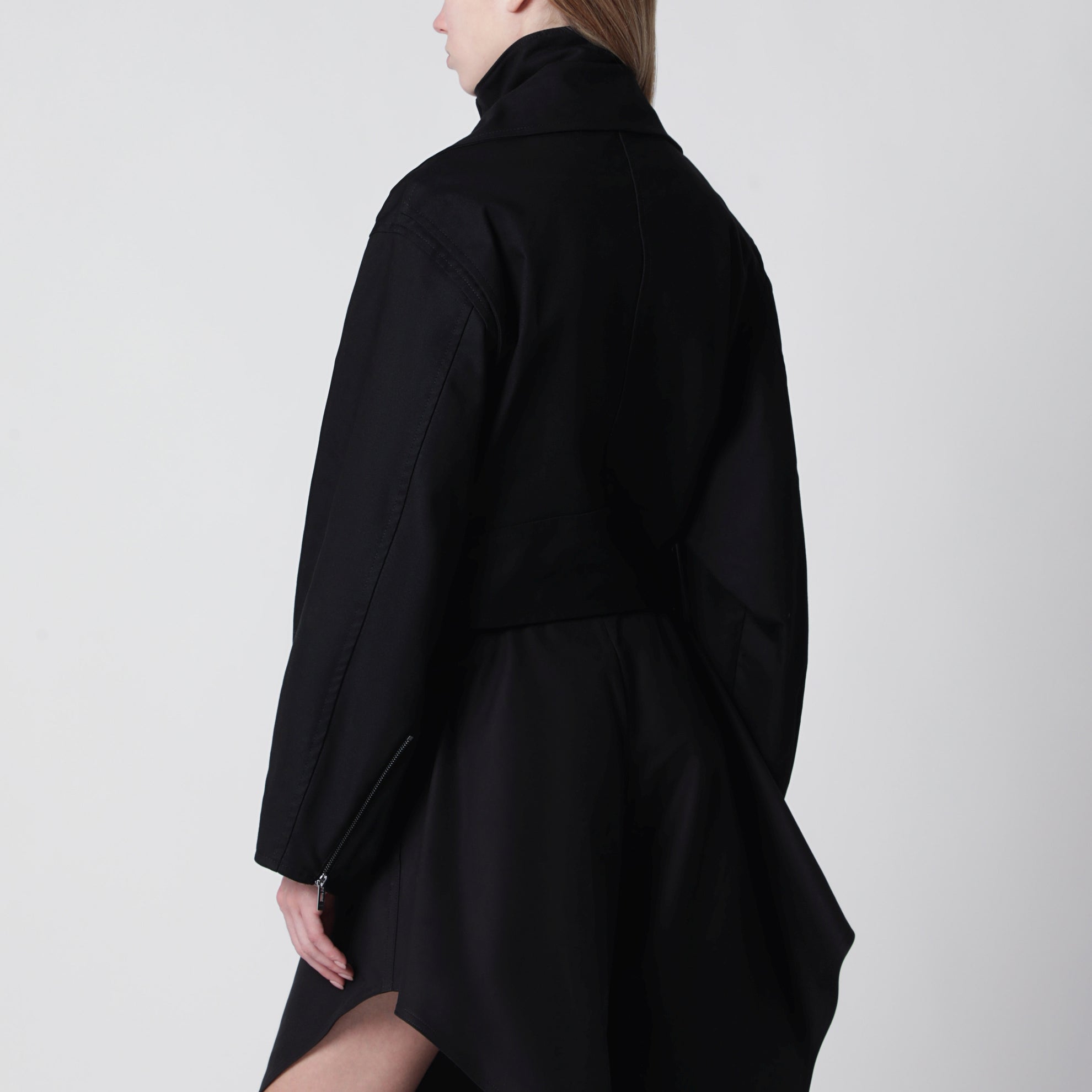 Black cotton biker jacket