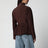 Giacca peplum in pelle scamosciata cioccolato
